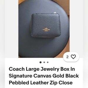 Coach Black Leather Jewelry Case with Gold Logo